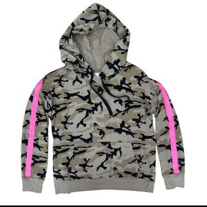 Camo Hoodie with Hot Pink Stripe Details Trendy Streetwear Vibes Y2K Aesthetic